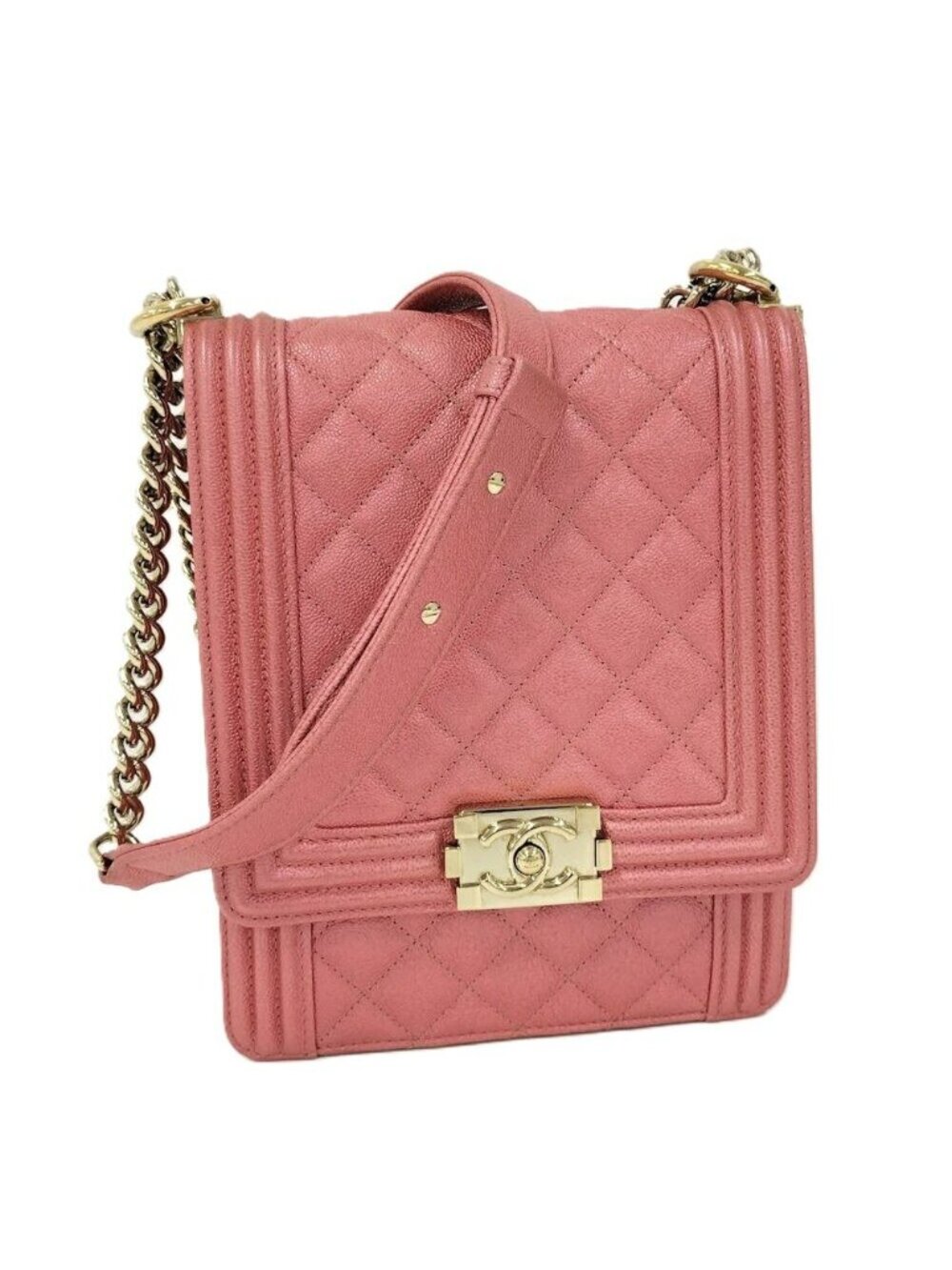Chanel Boy Shoulder Bag Caviar Leather Pink